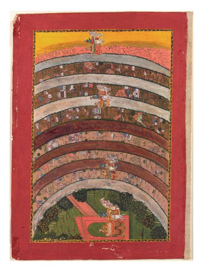 Putování neznámými zeměmi, z cest Krišny v jeho voze, kolem roku 1750 (neprůhledné wc, zlato a stříbro na papíře) od Indian School