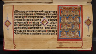 Folio rukopisu Kalpasutra zobrazující Ganadharas od Indian School