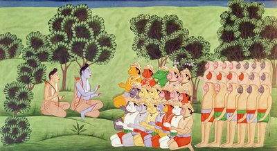 Lakshmana radí se s hlavami opičích armád z Rámájany od Indian School