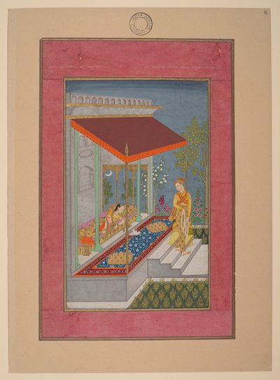 Lalita Ragini, Indie, Hajdarábád, kolem roku 1760; Johnson Album 37, č. 8 (tuš, barvy a zlato na papíře) od Indian School