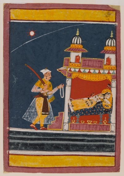 Lalita Ragini, cca 1650 (wc a zlato na papíře) od Indian School
