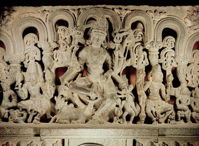 Překlad s hinduistickou trojicí z Warangalu, Andhra Pradesh, dynastie Kakatiya od Indian School