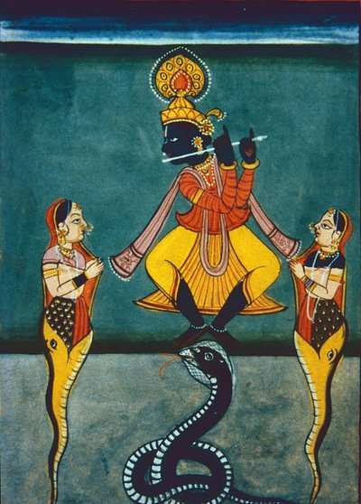 Pán Krišna (kvaš a akvarel na papíře) od Indian School