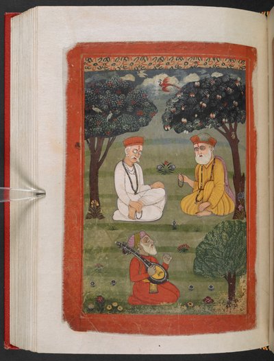 MS Panj B 40, f.131v, setkání Bhagat Kabir ji a Guru Nanak Dev ji, ilustrace z 