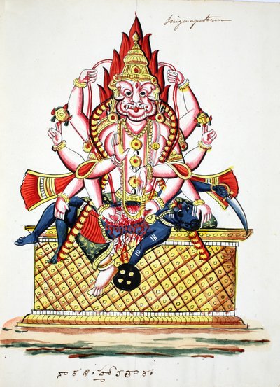 Narasimha, 4. avatar Višnua (akvarel na papíře) od Indian School
