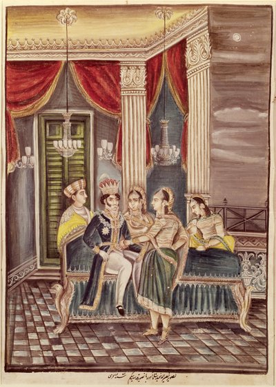 Nasir Ud-Din Haidar (1827-1873) král Oudh ve svém paláci, 1845 od Indian School