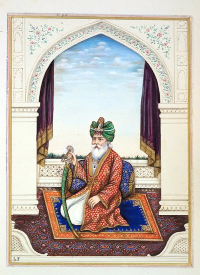 Nawab Mozaffir Khan (Multani), z Království Paňdžáb, jeho vládci a náčelníci, svazek II, svazek 30 akvarelových studií od neznámého indického umělce, kolem roku 1840 (wc na papíře) od Indian School