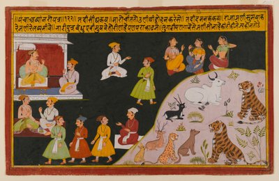 Stránka z rozptýlené série Panchakhyana, c.1720-40 (wc na papíře) od Indian School