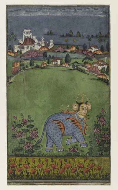 Stránka z astrologického pojednání, cca 1750 (neprůhledné wc na papíře) od Indian School