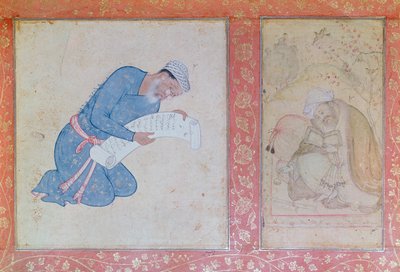 Portrét Mina Musavira předávajícího petici císaři Akbarovi od Indian School