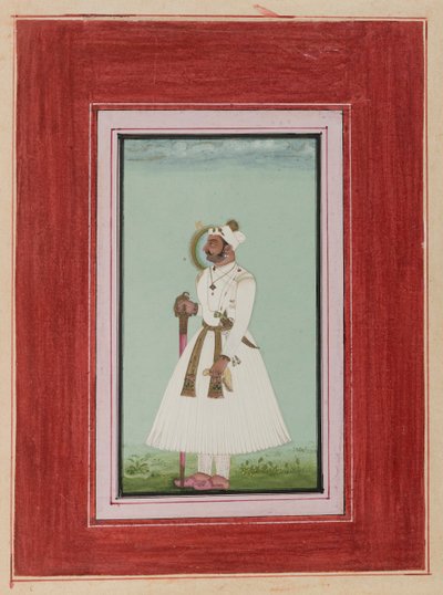 Portrét Rao Vir Singha, cca 1780-1790 (neprůhledné wc a zlato na papíře) od Indian School