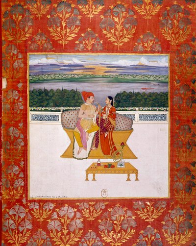 Princ Sudjakoulikan s dámou. Indiánská miniatura ze školy v Lucknow. 1760 Paříž, B.N. od Indian School