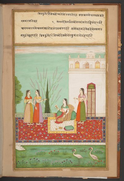 Skryté setkání Radhy [se svým milencem] prostřednictvím obrazu od Indian School
