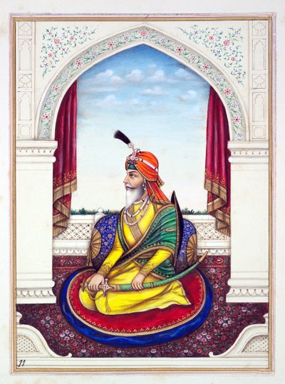 Rajah Chattar Singh, z Království Paňdžáb, jeho vládci a náčelníci, svazek I, svazek 27 akvarelových studií od neidentifikovaného indického umělce, kolem roku 1840 (wc na papíře) od Indian School