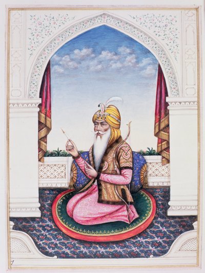 Randžít Singh (1780-1839) mahárádža z Paňdžábu (tužka, kvaš a wc na papíře) od Indian School