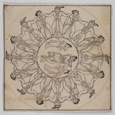 Rasa-lila (kresba) (inkoust a jemný inkoust na papíře) od Indian School