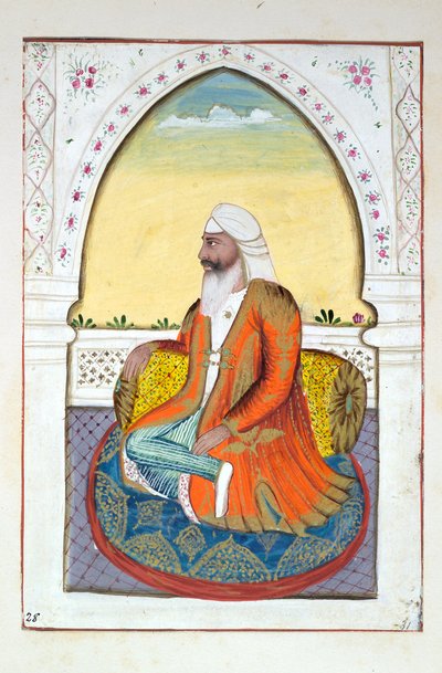 Sirdar Fatteh Singh, z Království Paňdžáb, jeho vládci a náčelníci, svazek II, svazek 30 akvarelových studií od neidentifikovaného indického umělce, kolem roku 1840 (wc na papíře) od Indian School