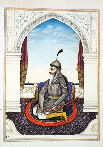 Sirdar Harri Singh, z Království Paňdžáb, jeho vládci a náčelníci, svazek I, svazek 27 akvarelových studií od neidentifikovaného indického umělce, kolem roku 1840 (wc na papíře) od Indian School