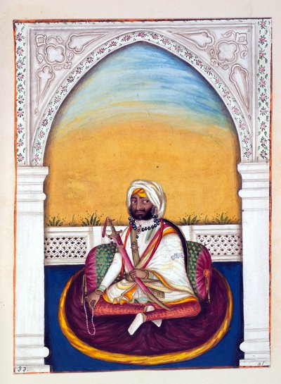 Sirdar Jowahir Singh, z Království Paňdžáb, jeho vládci a náčelníci, svazek II, svazek 30 akvarelových studií od neidentifikovaného indického umělce, kolem roku 1840 (wc na papíře) od Indian School
