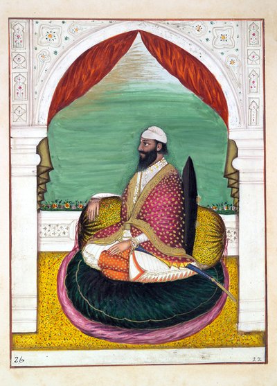 Sirdar Mangal Singh, z Království Paňdžáb, jeho vládci a náčelníci, svazek I, svazek 27 akvarelových studií od neidentifikovaného indického umělce, kolem roku 1840 (wc na papíře) od Indian School