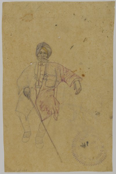 Náčrt maharádže (inkoust na papíře) od Indian School
