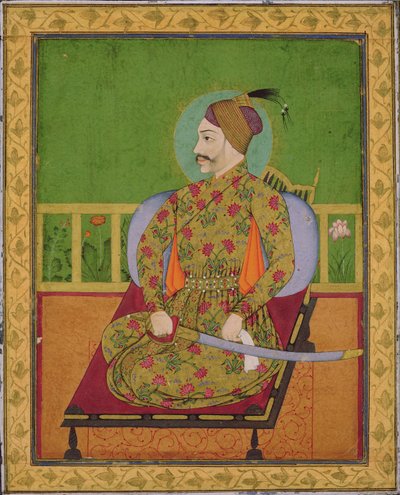 Sultán Abdulláh Qutubshah z Golcondy (1626-72) Dekán, Mughal, cca 1640 (kvaš se zlatem a stříbrem na papíře) od Indian School