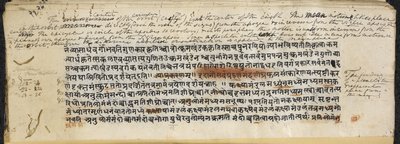 Text z ‚Brāhmasphuṭasiddhānta‘, c.628 (inkoust na papíře) od Indian School