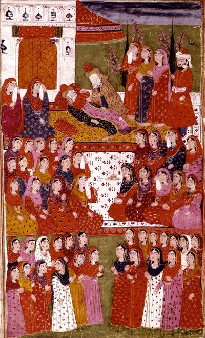Smrt Abu Bakra, ilustrace z Hamla-i-Haydari, Mirza Muhammad Rafi Bazil, 1808 od Indian School