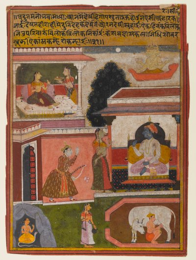 Hrdinka, jejíž touhy jsou zjevné, stránka ze série Rasikapriya, cca 1660-1690 (neprůhledné wc a zlato na papíře) od Indian School