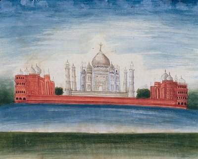 Taj Mahal v Agra (akvarel na papíře) od Indian School