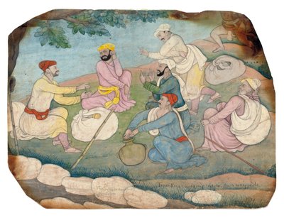 Cestovatelé užívající hudbu u cesty, polovina 18. století od Indian School