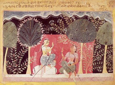 Dva princové v zahradě, z Gita Govinda od Indian School