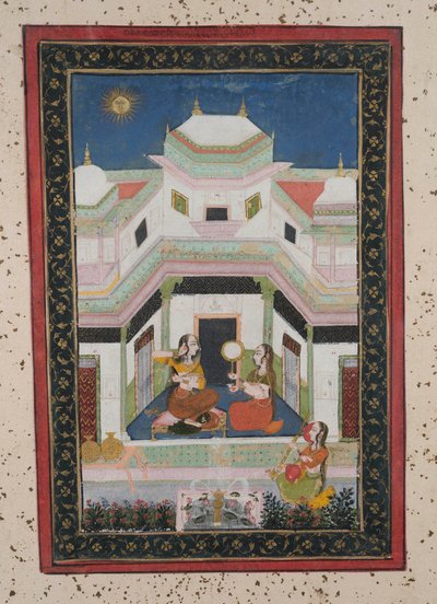 Vilaval Ragini, kolem roku 1790 (kvaš na papíře, zlaté zdobení) od Indian School