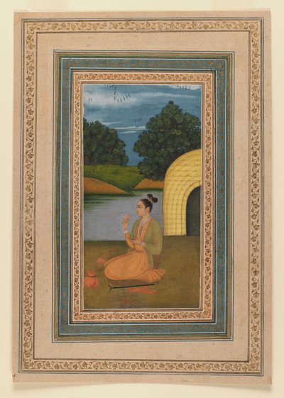 Yogini in a landscape, c.1760 (wc na papíře) (recto of 375848) od Indian School