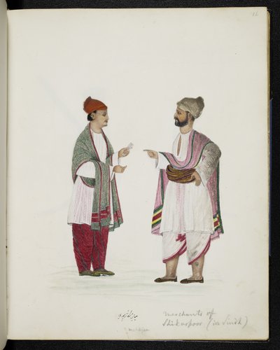 Obchodníci z Shikarpoor v Sindh (akvarel na papíře) od Indo European Indo European