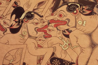 Detail svitku Wayang Beber (akvarel na papíře) od Indonesian Indonesian