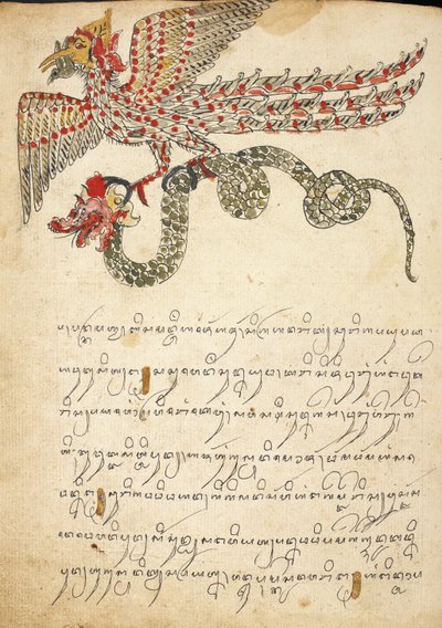 Létající tvor nesoucí hada, ilustrace z 