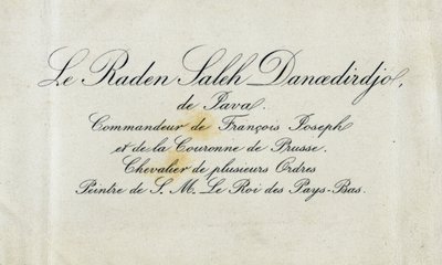 Vizitka Radena Saleha Danoedirdgia, kolem 1850-80 od Indonesian School