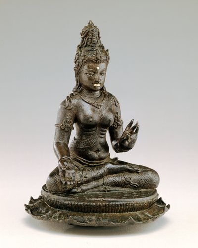 Sedící Tara (bronz, zlato a stříbro) od Indonesian School