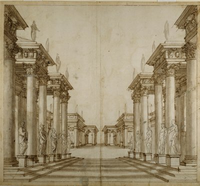 Římské atrium (pero a inkoust na papíře) od Inigo Jones