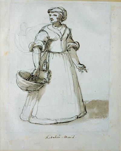 Kuchyňská služka (pero a inkoust na papíře) od Inigo Jones