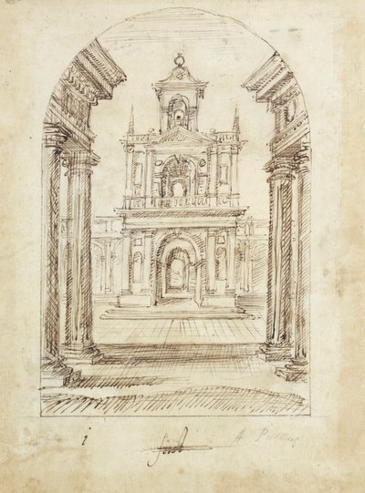 Palác (pero a inkoust na papíře) od Inigo Jones