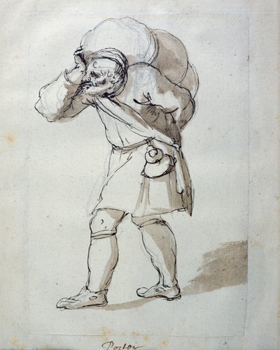 Vrátný naložený (pero a inkoust na papíře) od Inigo Jones