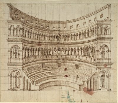 Amfiteátr (pero a inkoust na papíře) od Inigo Jones