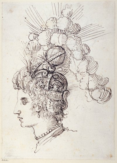Bel-Anna, královna moře, kolem 1609 (pero a inkoust na papíře) od Inigo Jones