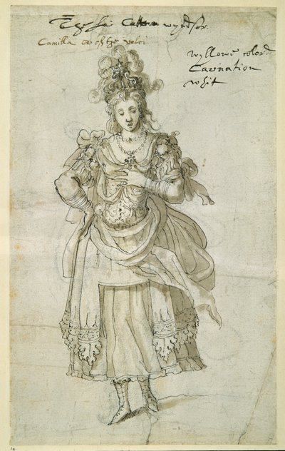 Camilla, cca 1609 (pero a inkoust na papíře) od Inigo Jones