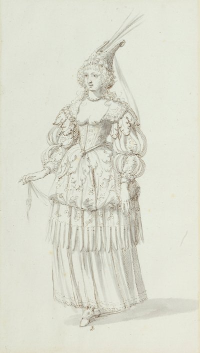 Chloris: alternativní skica pro Henriettu Marii, kolem roku 1631 (pero a inkoust na papíře) od Inigo Jones
