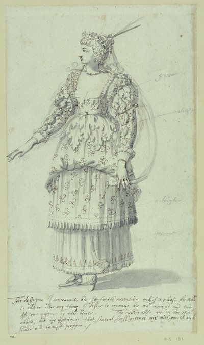Chloris: finální skica pro Henriettu Marii, kolem roku 1631 (pero a inkoust na papíře) od Inigo Jones