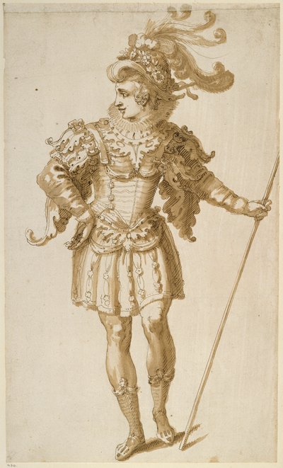 Doprovod do vévody z Yorku (pero a inkoust na papíře) od Inigo Jones