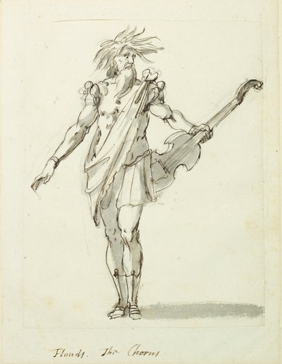 Floods: the Chorus, c.1631 (pero a inkoust na papíře) od Inigo Jones